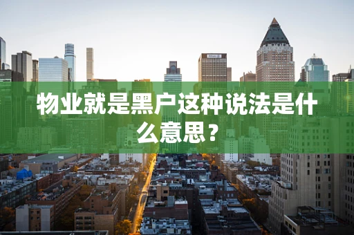 物业就是黑户这种说法是什么意思？