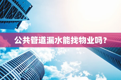 公共管道漏水能找物业吗？