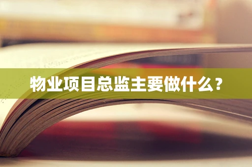 物业项目总监主要做什么？