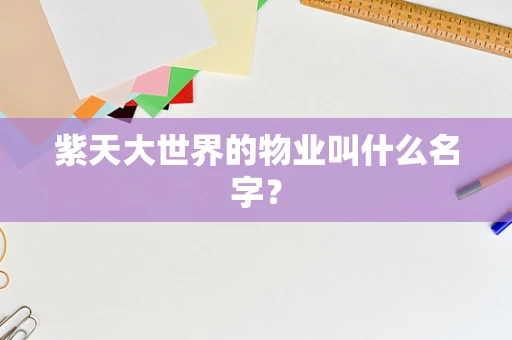 紫天大世界的物业叫什么名字？