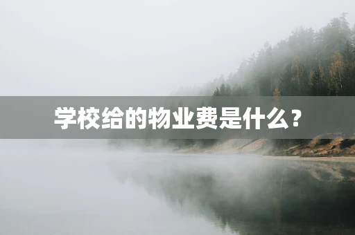 学校给的物业费是什么？