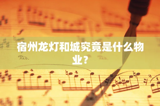 宿州龙灯和城究竟是什么物业？