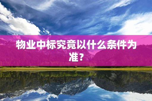 物业中标究竟以什么条件为准？